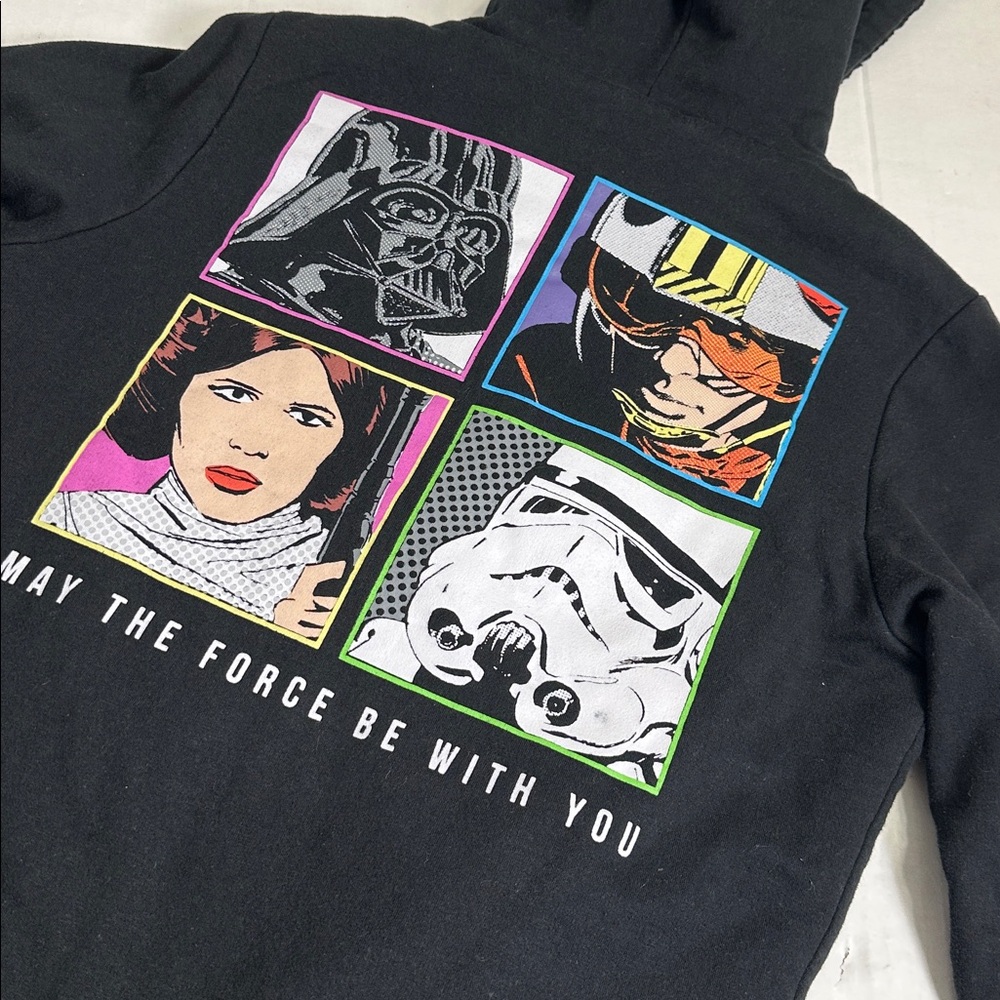 Star Wars Jacket Womens Small Fleece Full Zip Hooded Graphic Logo‎ Cozy Warm